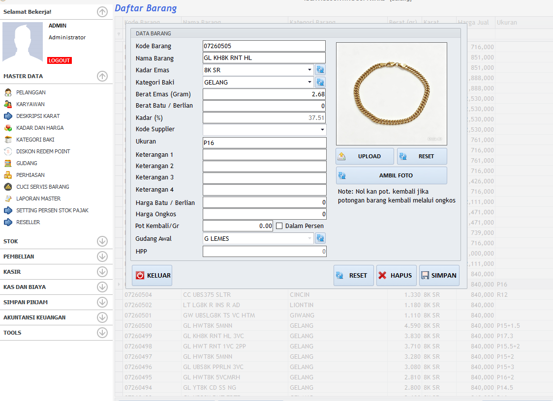 Idea Jewelry software toko emas desktop
